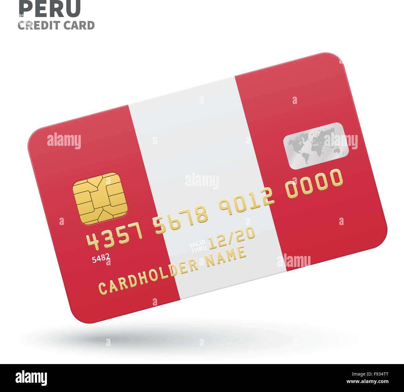 Kreditkarte mit Peru Flagge Hintergrund für Bank, Präsentationen und Geschäft. Isoliert auf weiss Stock Vektor