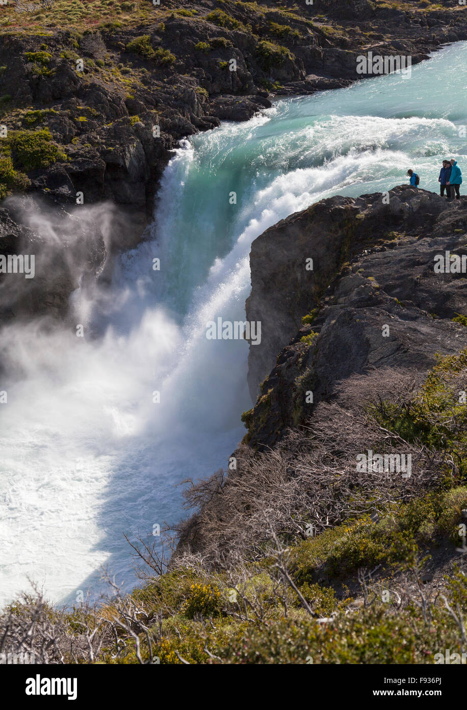 Der Salto Grande Wasserfall, Paine Fluss Nordenskjld See Stockfoto