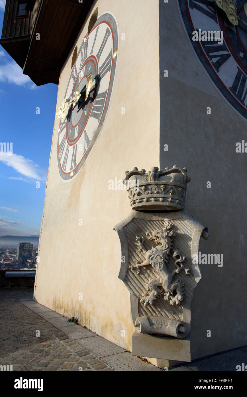 Uhrturm am Schlossberg, Graz, Steiermark, Österreich Stockfoto