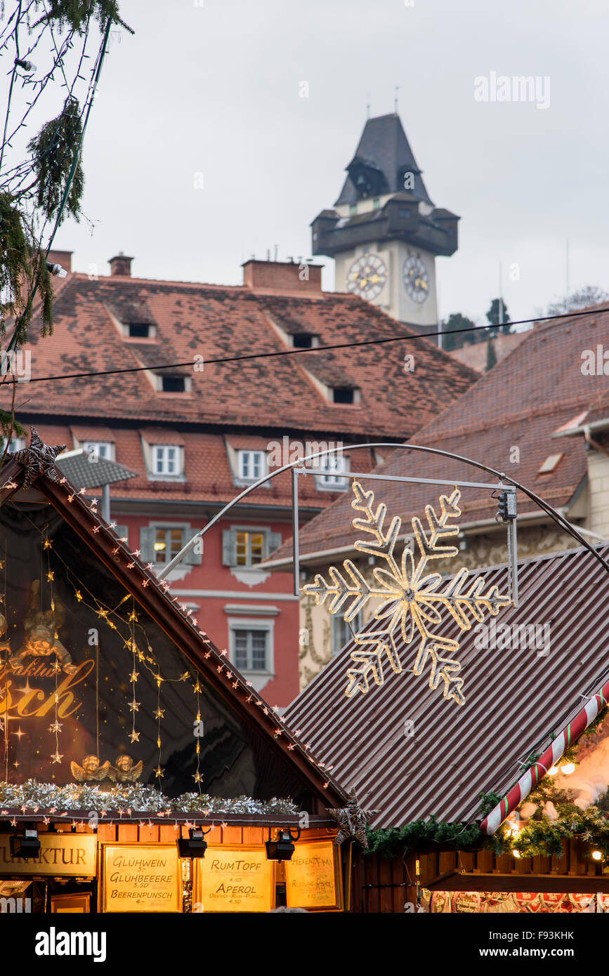 Weihnachtsmarkt am Hauptplatz, Graz, Steiermark, Österreich Stockfoto