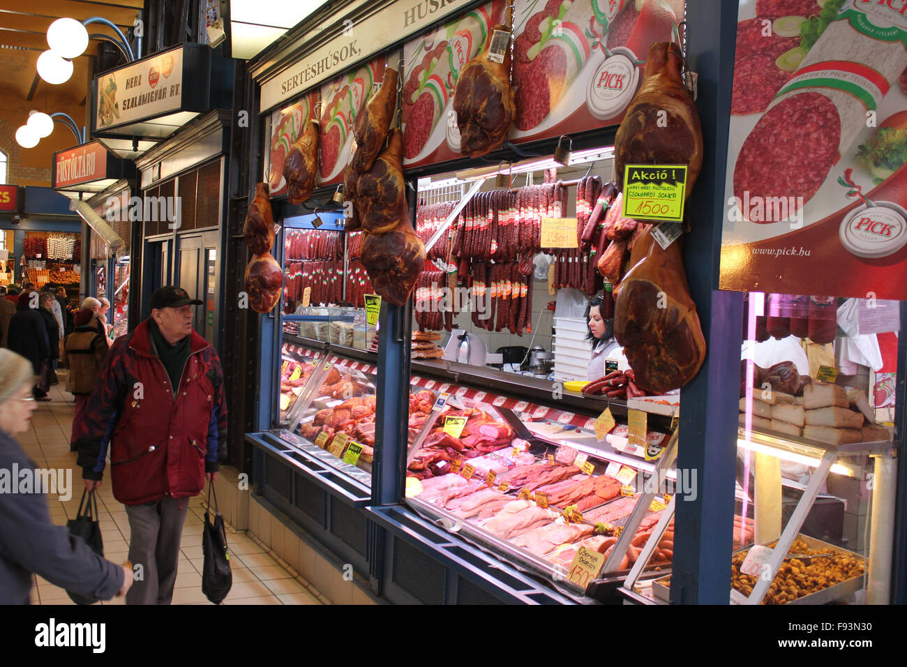 Ein Fleisch-Markt in Budapest Ungarn Stockfoto