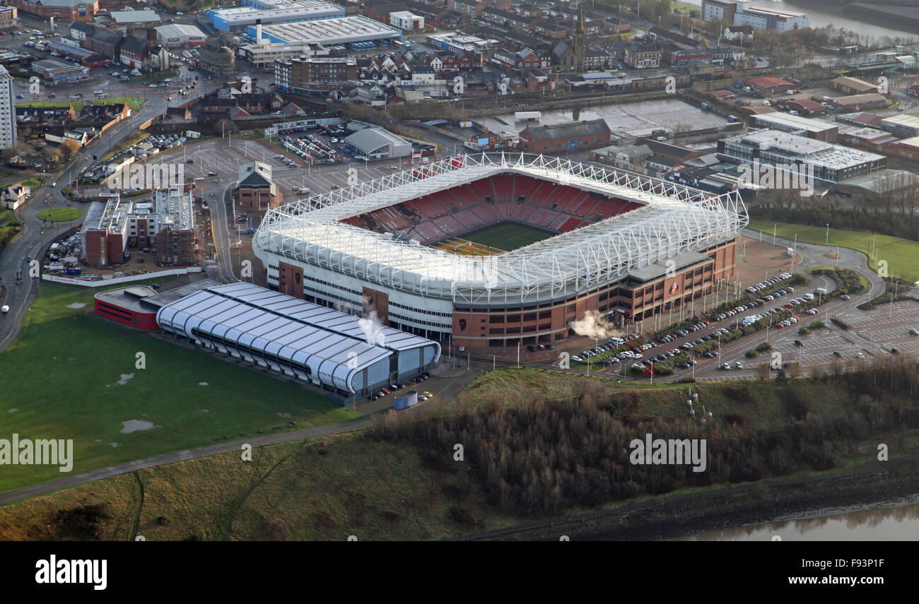 Luftaufnahme von Sunderland AFC Stadium of Light Fußballplatz, UK Stockfoto