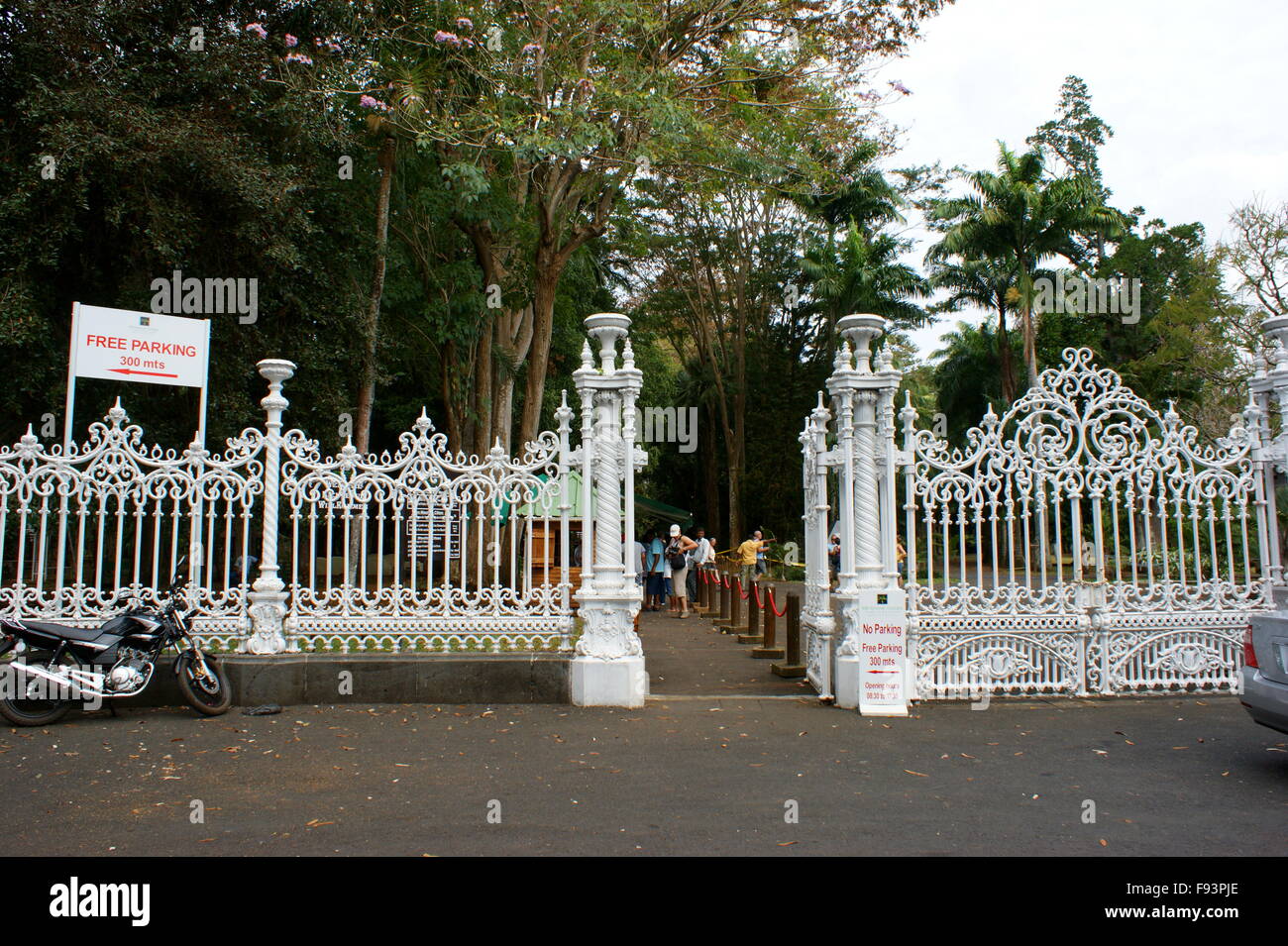 Tor zu den Botanischen Garten von Pamplemousses. Mauritius. Stockfoto