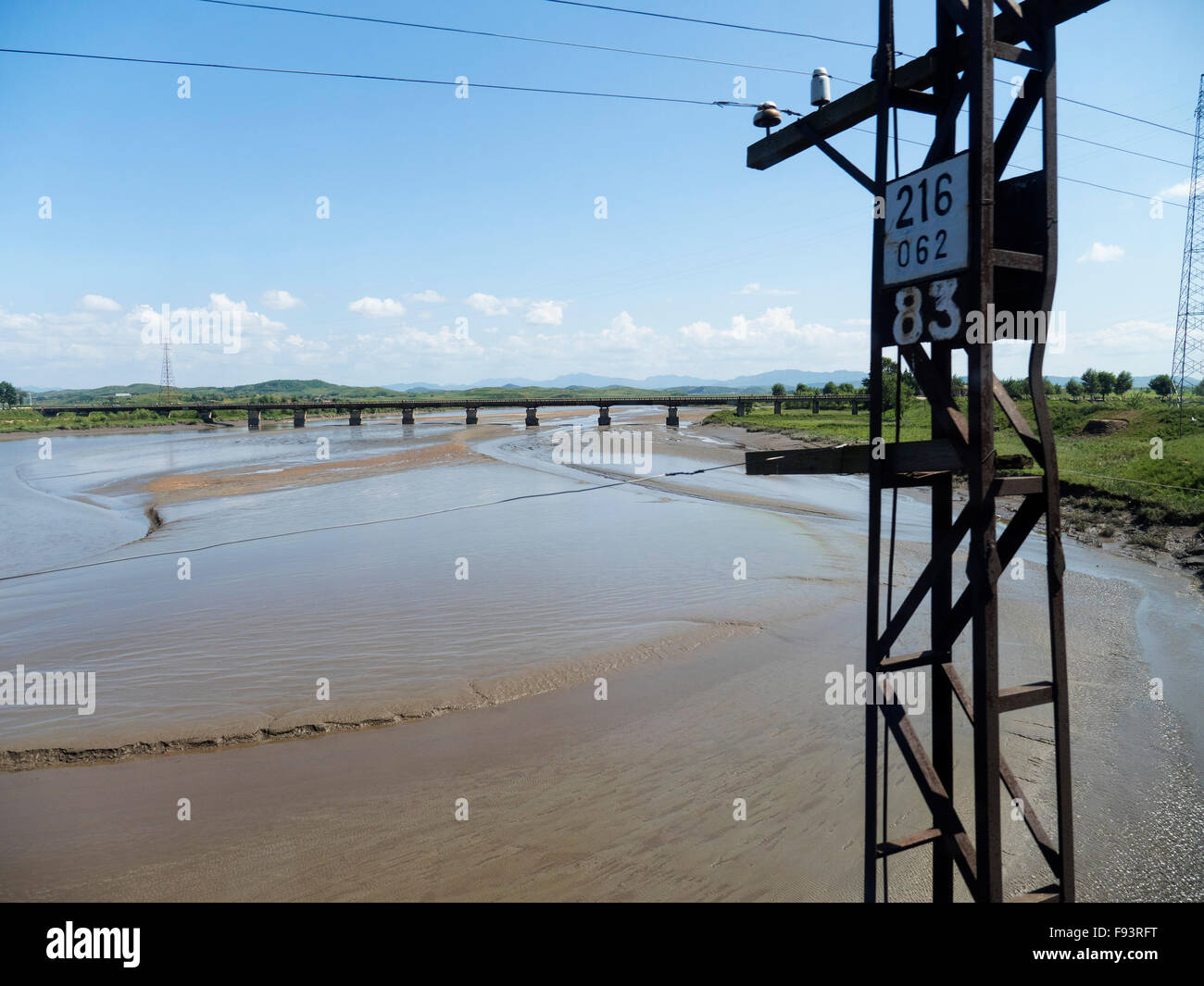 Verlegen Sie auf die Schiene Sinuiju - Pyonyang, Nord Korea, Asien Stockfoto