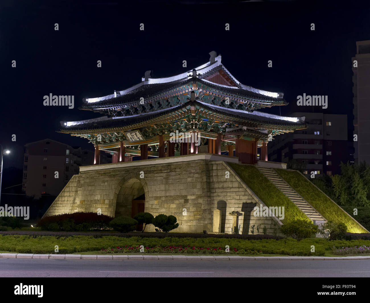 City gate Potong Mun, Pyongyang, Nordkorea, Asien Stockfoto