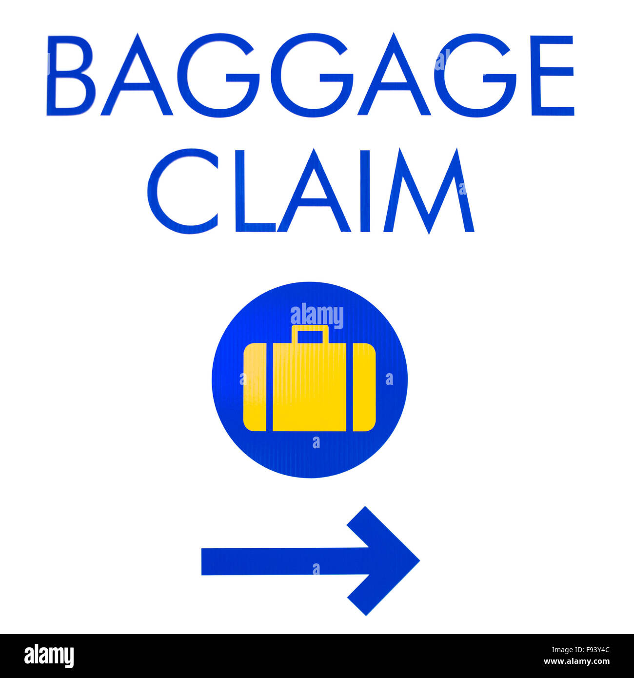 Gepäckausgabe Zeichen im Flughafen Stockfoto