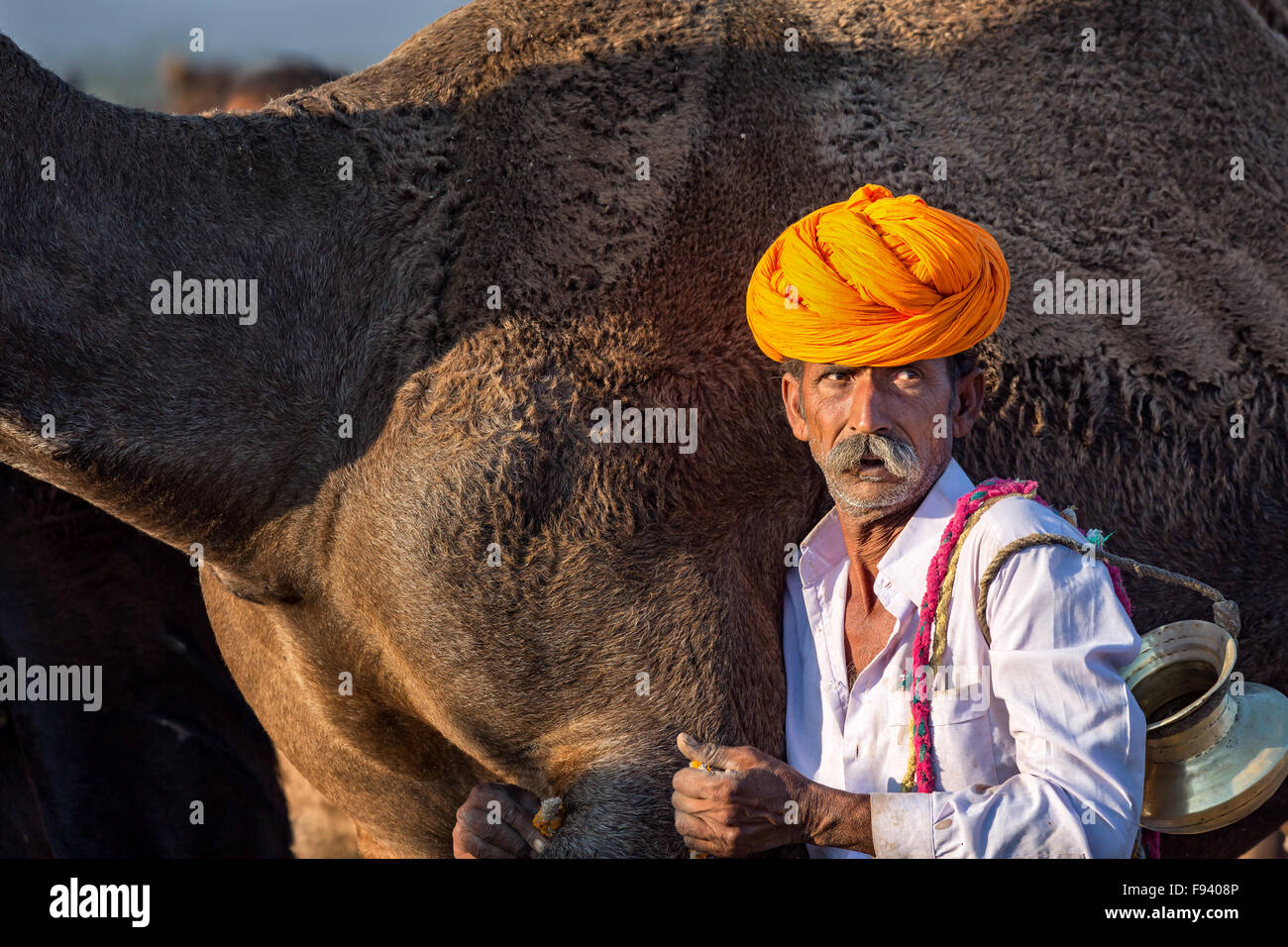 Rajasthani tragen traditionelle Kleidung an der Pushkar Mela camel Fair, Pushkar, Rajasthan, Indien Stockfoto