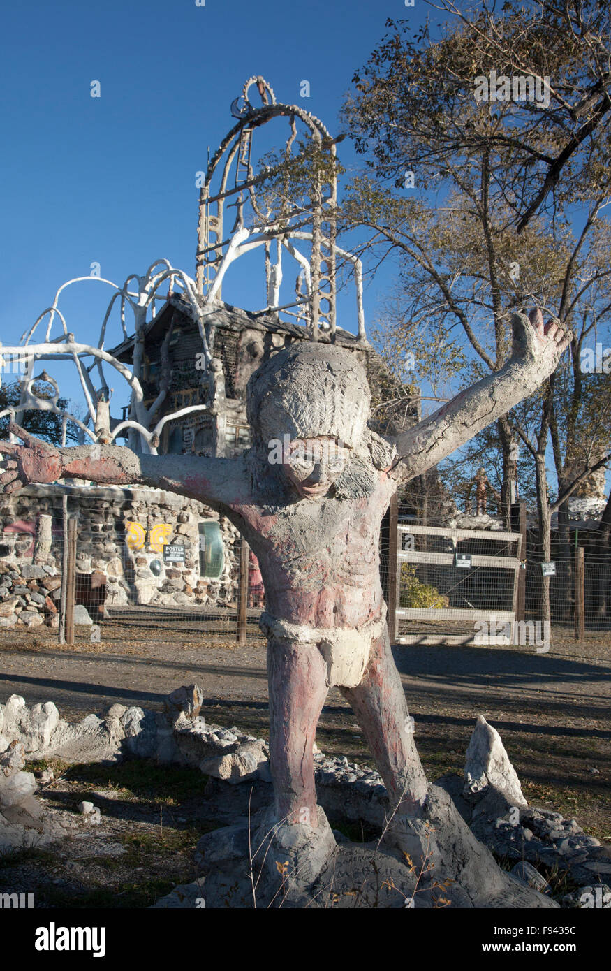 Detail der Skulptur und Struktur in Thunder Mountain, Nevada, Vereinigte Staaten, 2015. Stockfoto