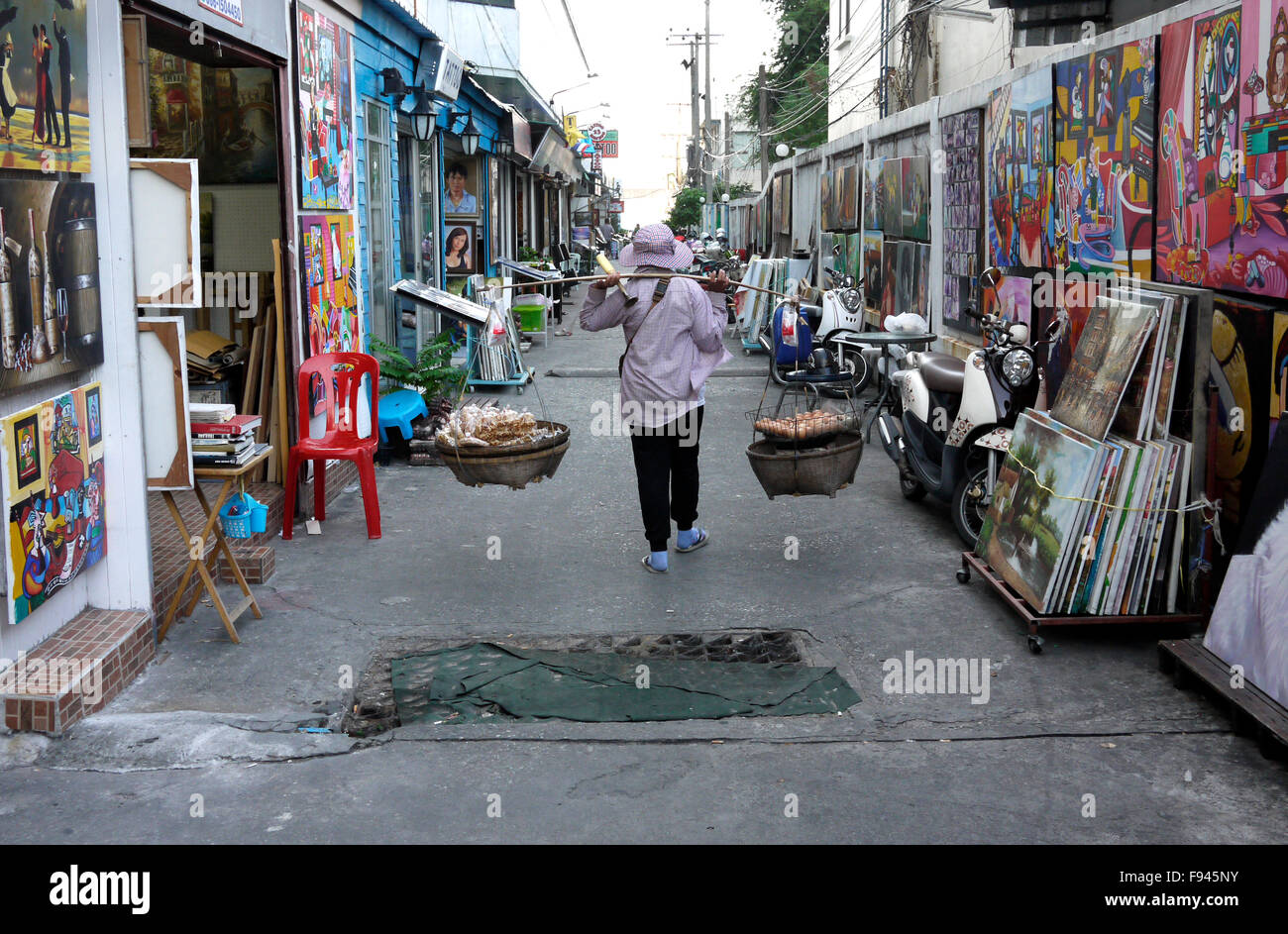 Original Kunstwerke, Kopien und Reproduktionen von berühmten Gemälden und Fotografien für den Verkauf auf Art Street Pattaya Thailand Stockfoto