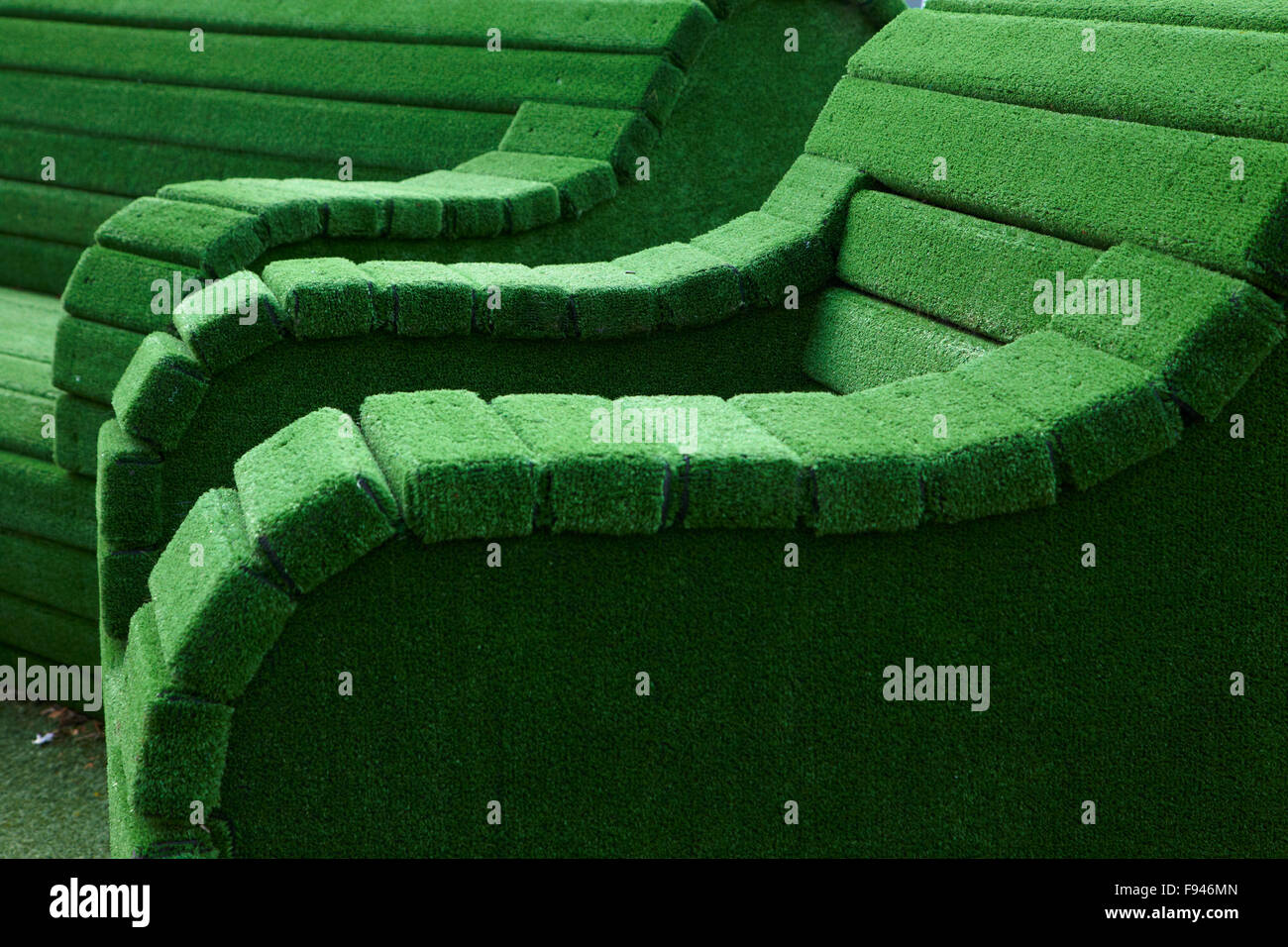 Riesige grüne Funiture öffentlichen Kunstwerke, Christchurch, Canterbury, Südinsel, Neuseeland Stockfoto