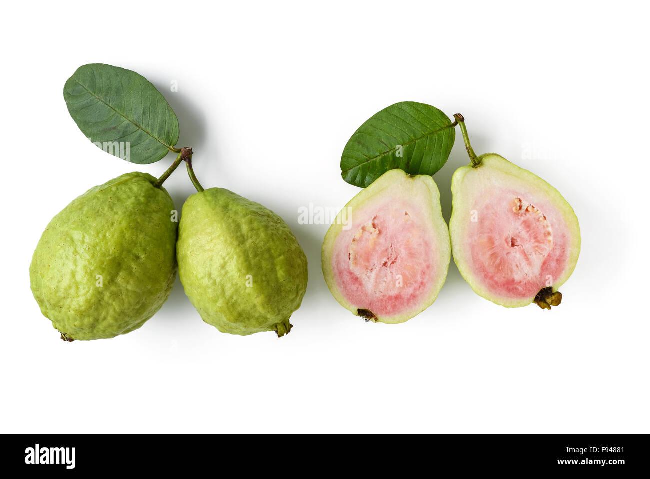 Pink Guave auf weißem Hintergrund Stockfoto