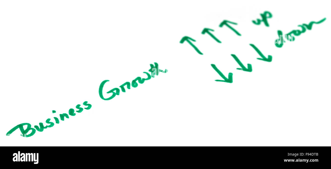 Unternehmenswachstum in grünem Schild Stift geschrieben Stockfoto