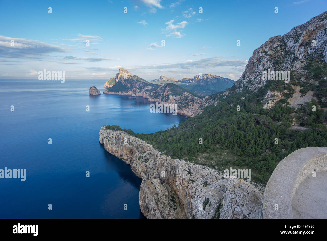 Panoramablick auf Cap Formentor auf Mallorca Stockfoto