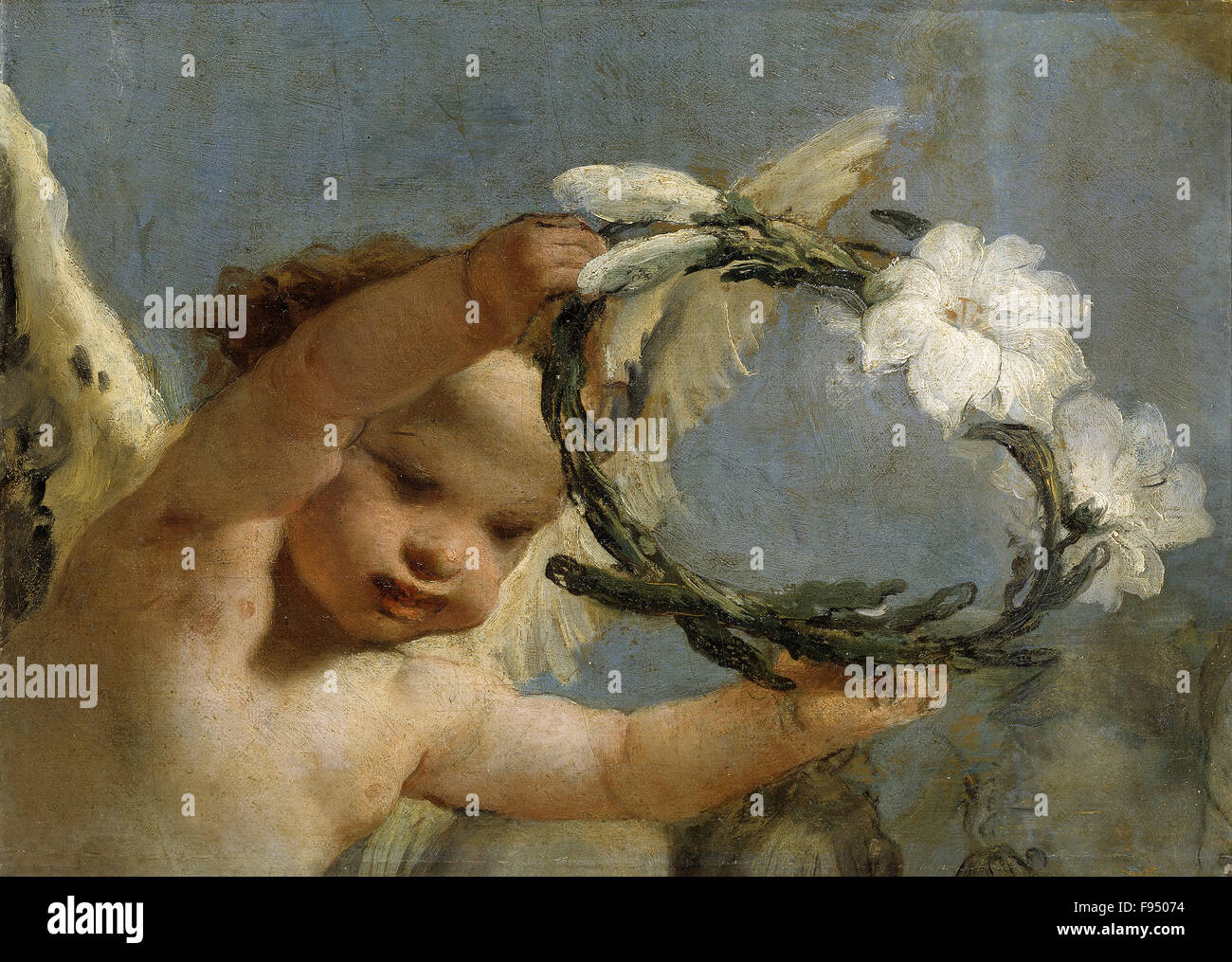 Giovanni Battista Tiepolo - Engel mit Krone von Lilien Stockfoto
