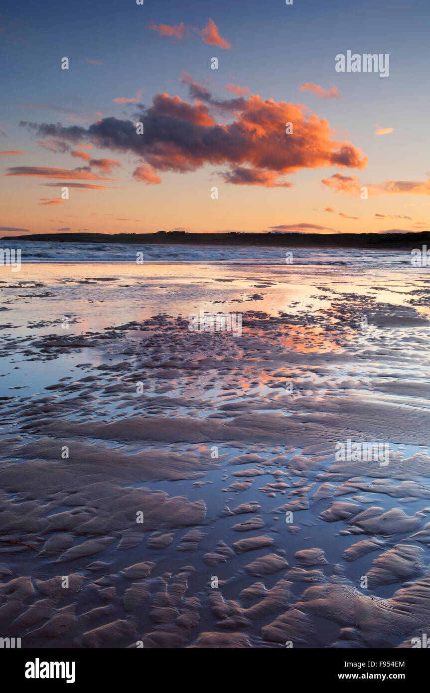 Cruden Bay Strand bei Sonnenuntergang, Aberdeenshire, Schottland. Stockfoto