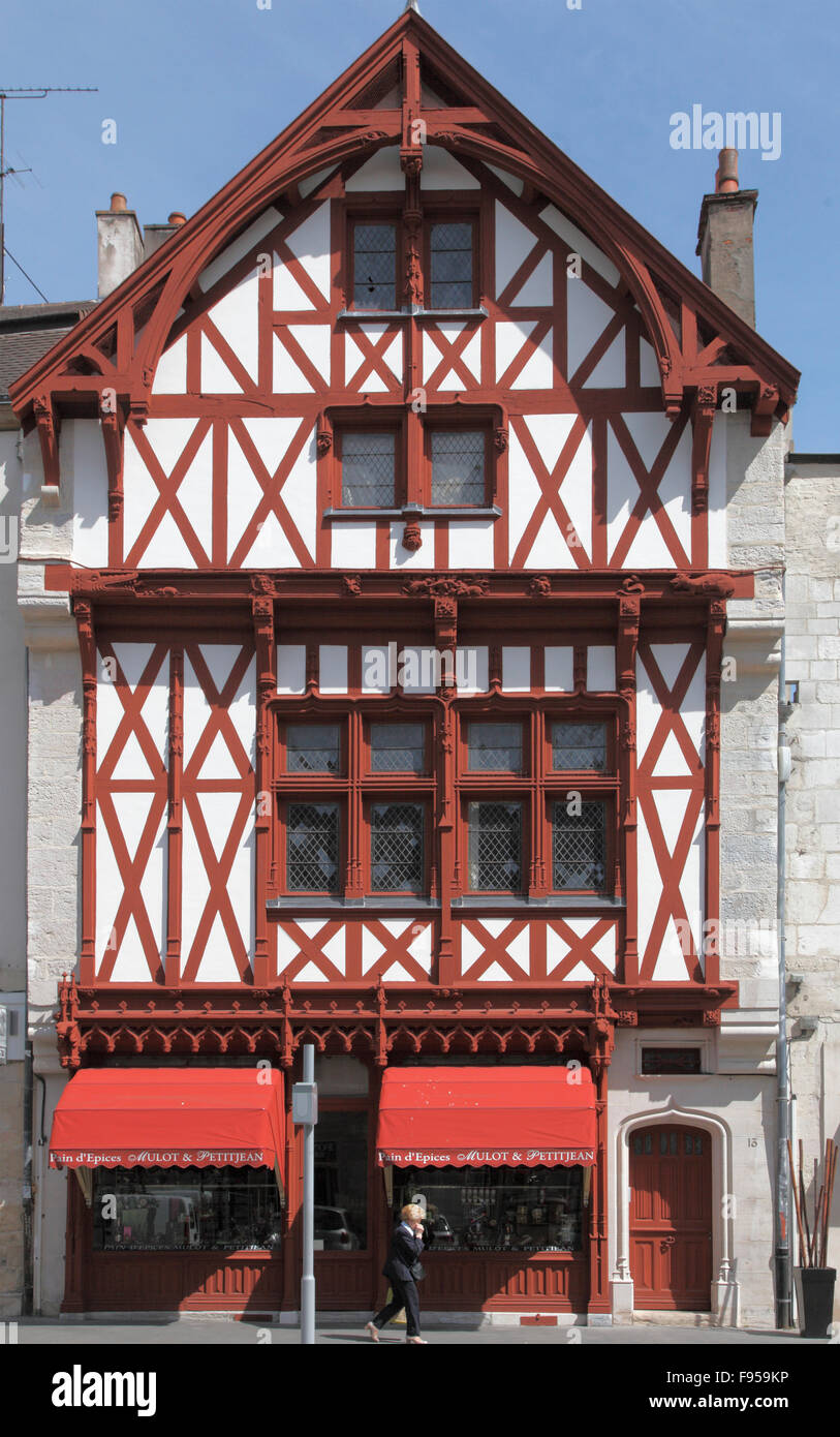 Frankreich, Bourgogne, Dijon, Fachwerkhaus, traditionelle Architektur, Stockfoto