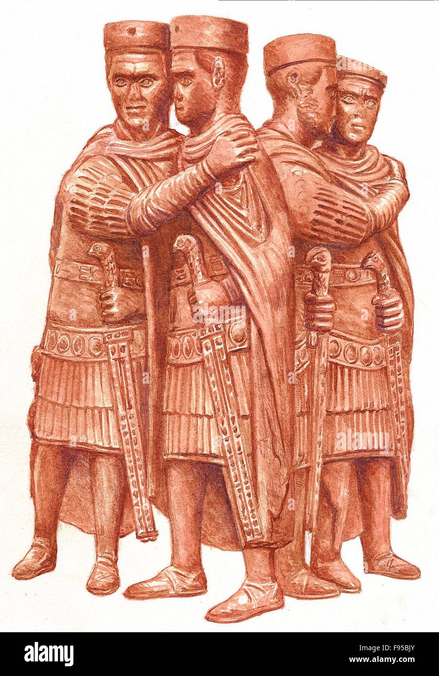 Eine Porphyr-Gruppe von Figuren. Stockfoto