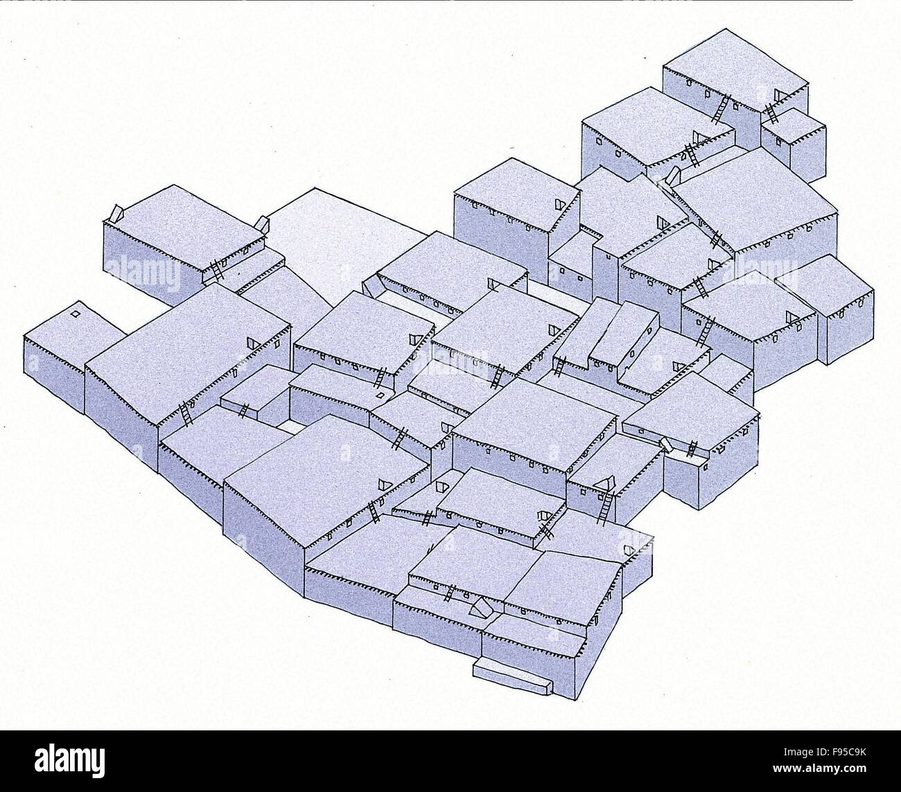 Rekonstruktion eines Teils der Siedlung am Chatal Hüyük. Stockfoto