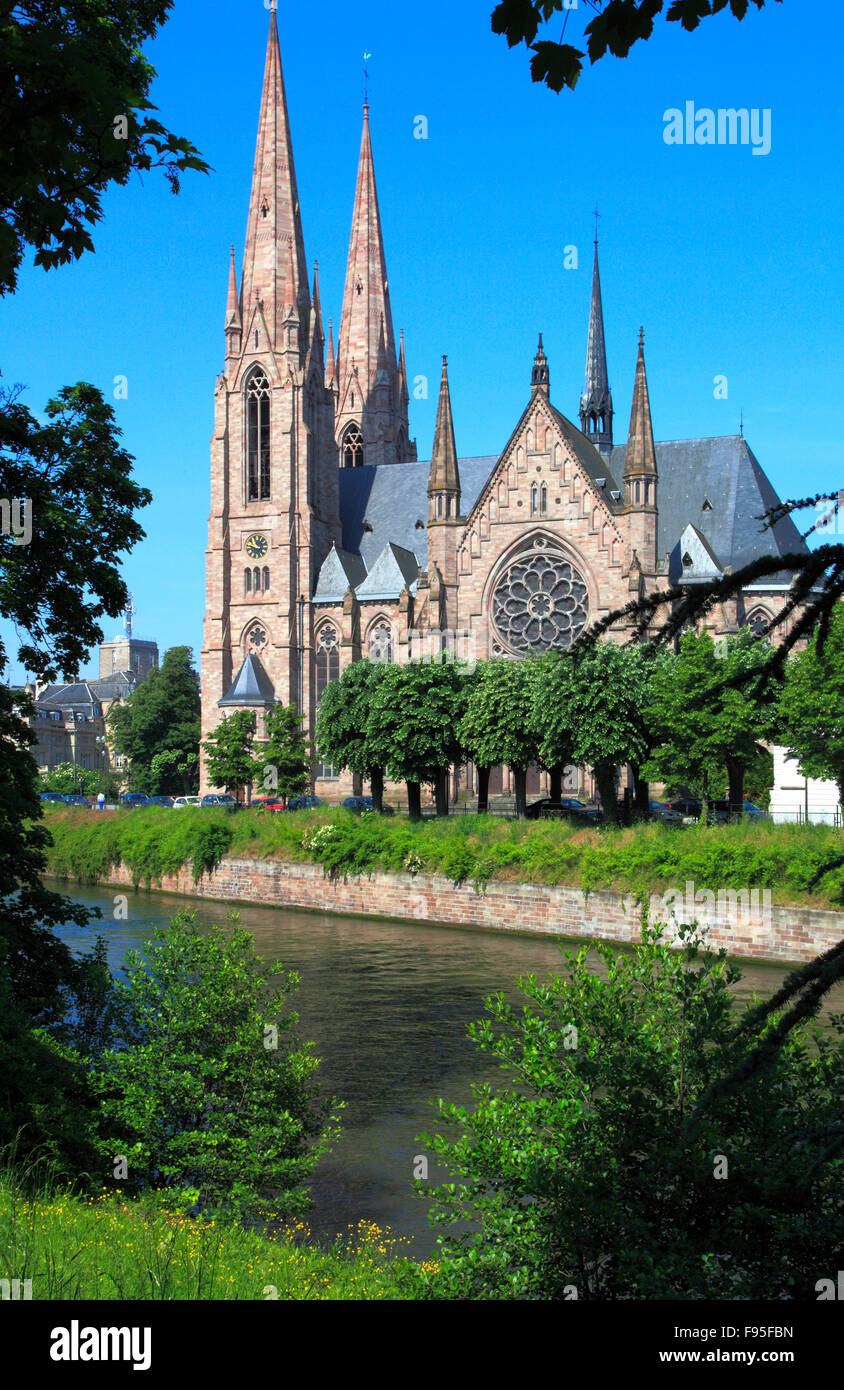 Frankreich, Elsass, Straßburg, St-Paul-Kirche, Ill Fluss, Stockfoto