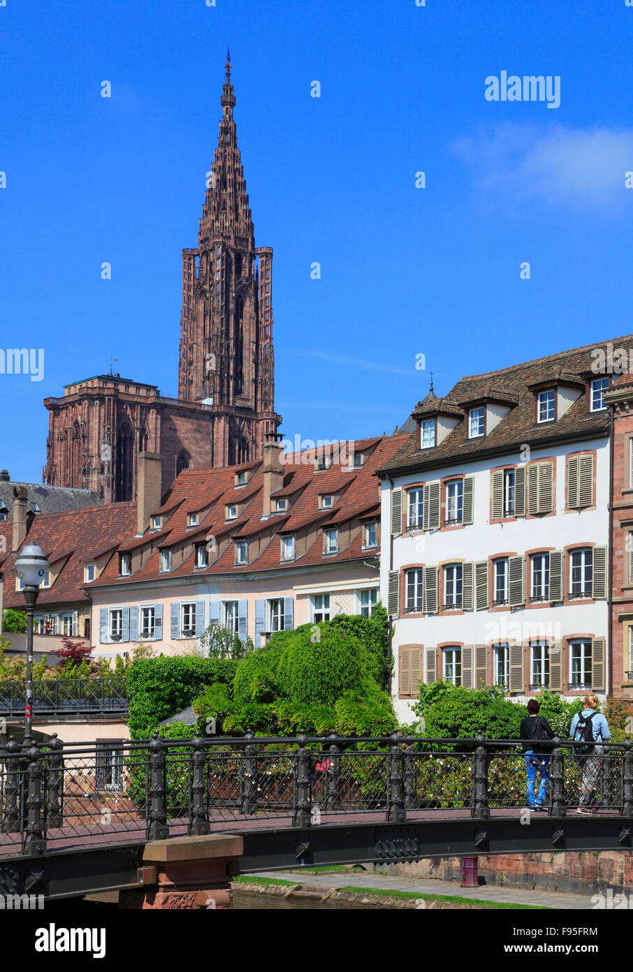 Frankreich, Elsass, Straßburg, Kathedrale, krank River, Brücke, Skyline, Stockfoto