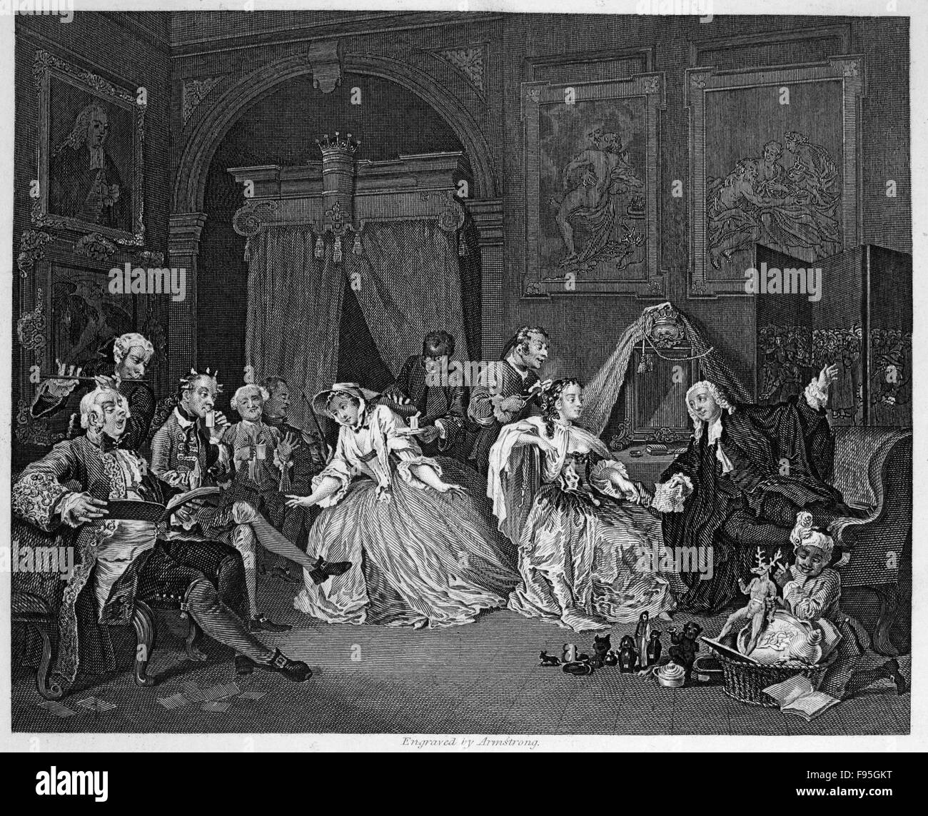 Ehe A La Mode, Toilette-Szene. Stockfoto