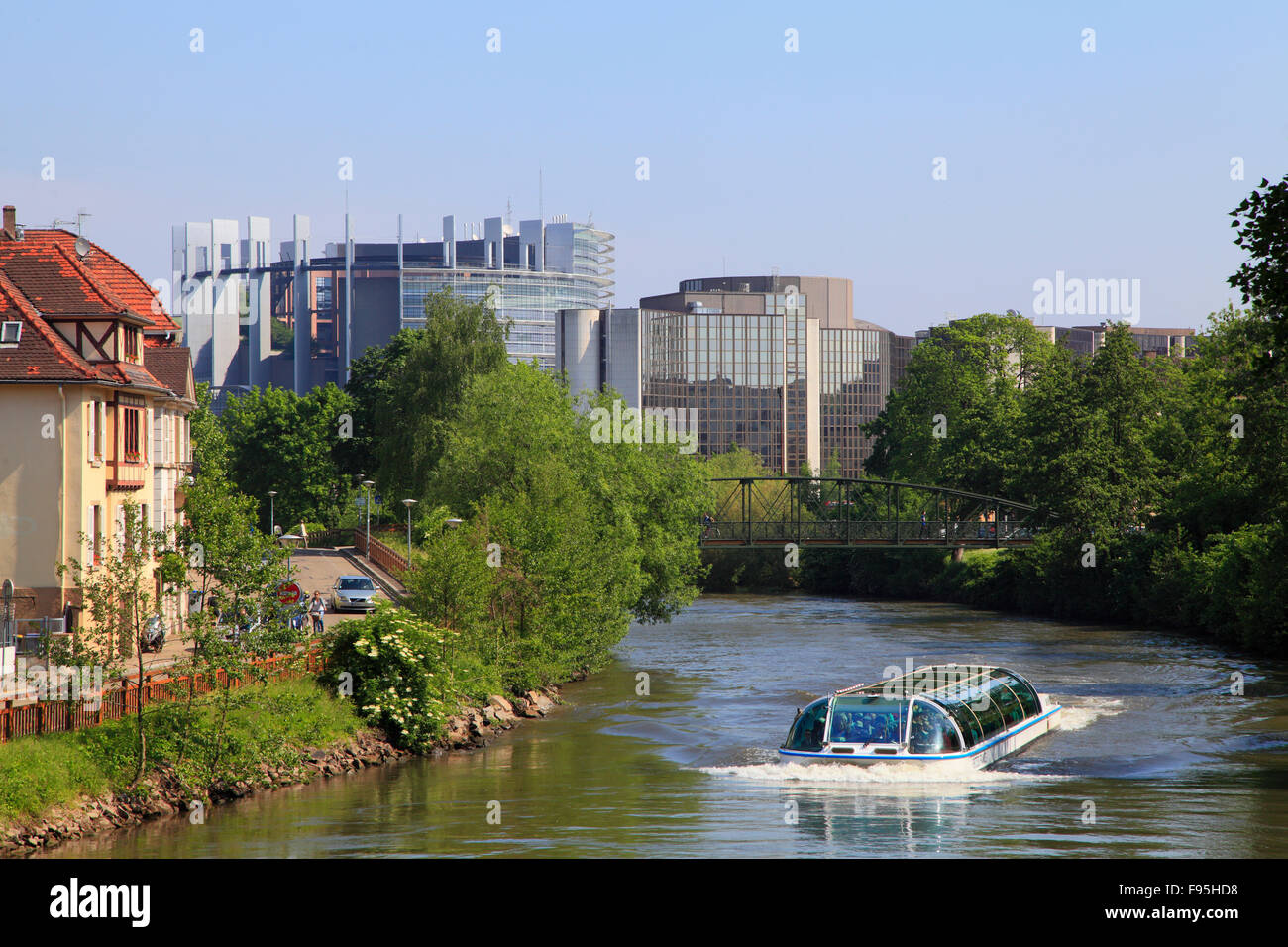 Frankreich, Elsass, Straßburg, Europäische Parlament, Ill Fluss, Stockfoto
