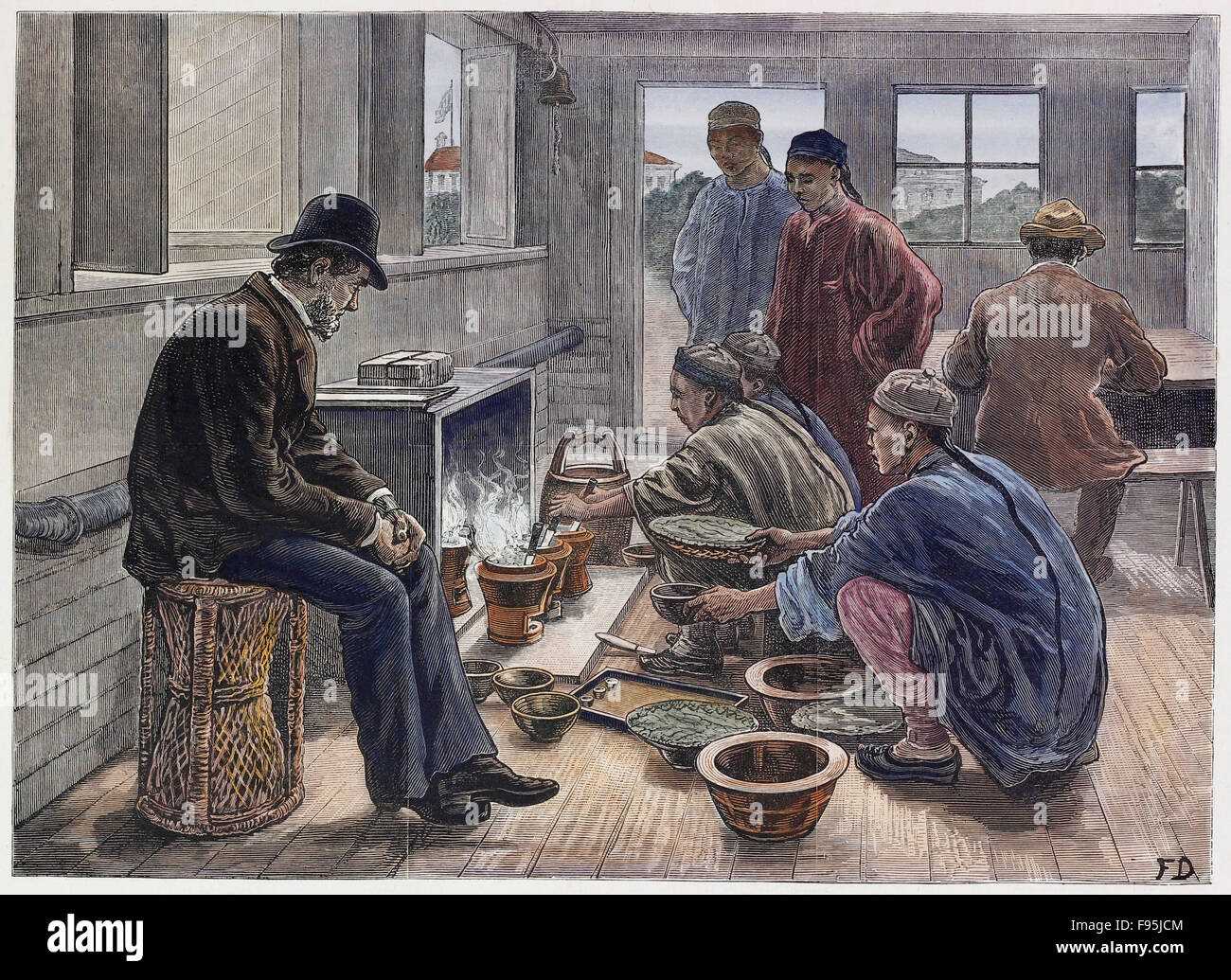 Kochen und Opium in China testen. Stockfoto