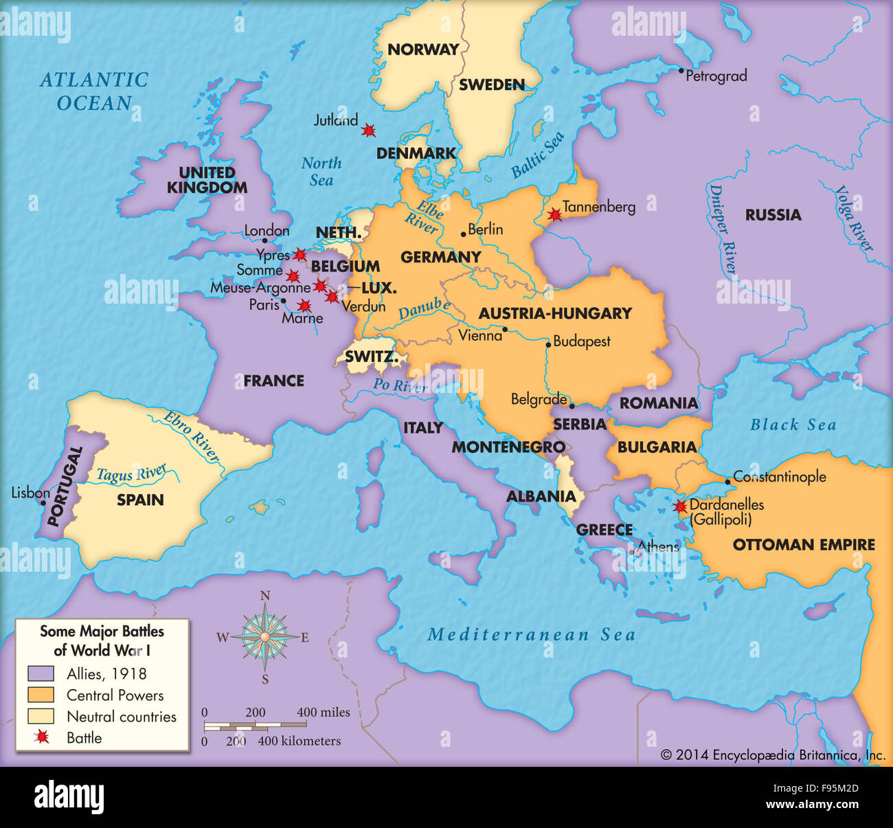 Kämpfe in Europa im ersten Weltkrieg Stockfoto