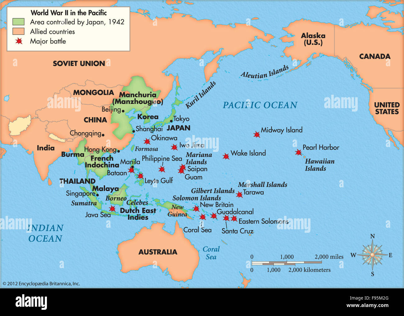 Schlachten im Pazifik während des zweiten Weltkriegs Stockfoto