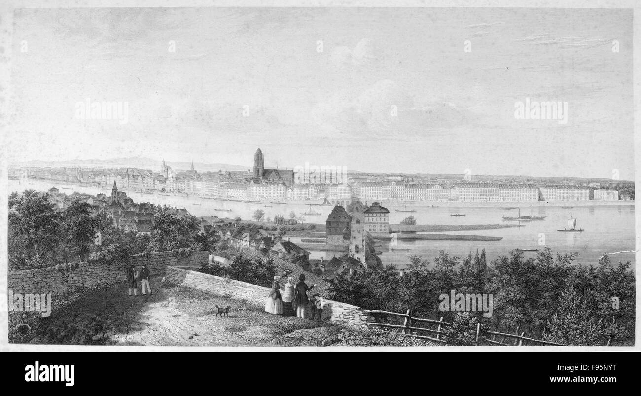 Panorama von Frankfurt A/M. ca. 1865 von H Würmer erstellt. Stockfoto