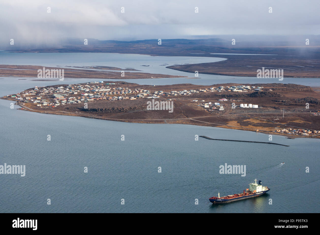 Die Stadt Kugluktuk, ehemals Coppermine in Nunavut, Kanada Stockfoto