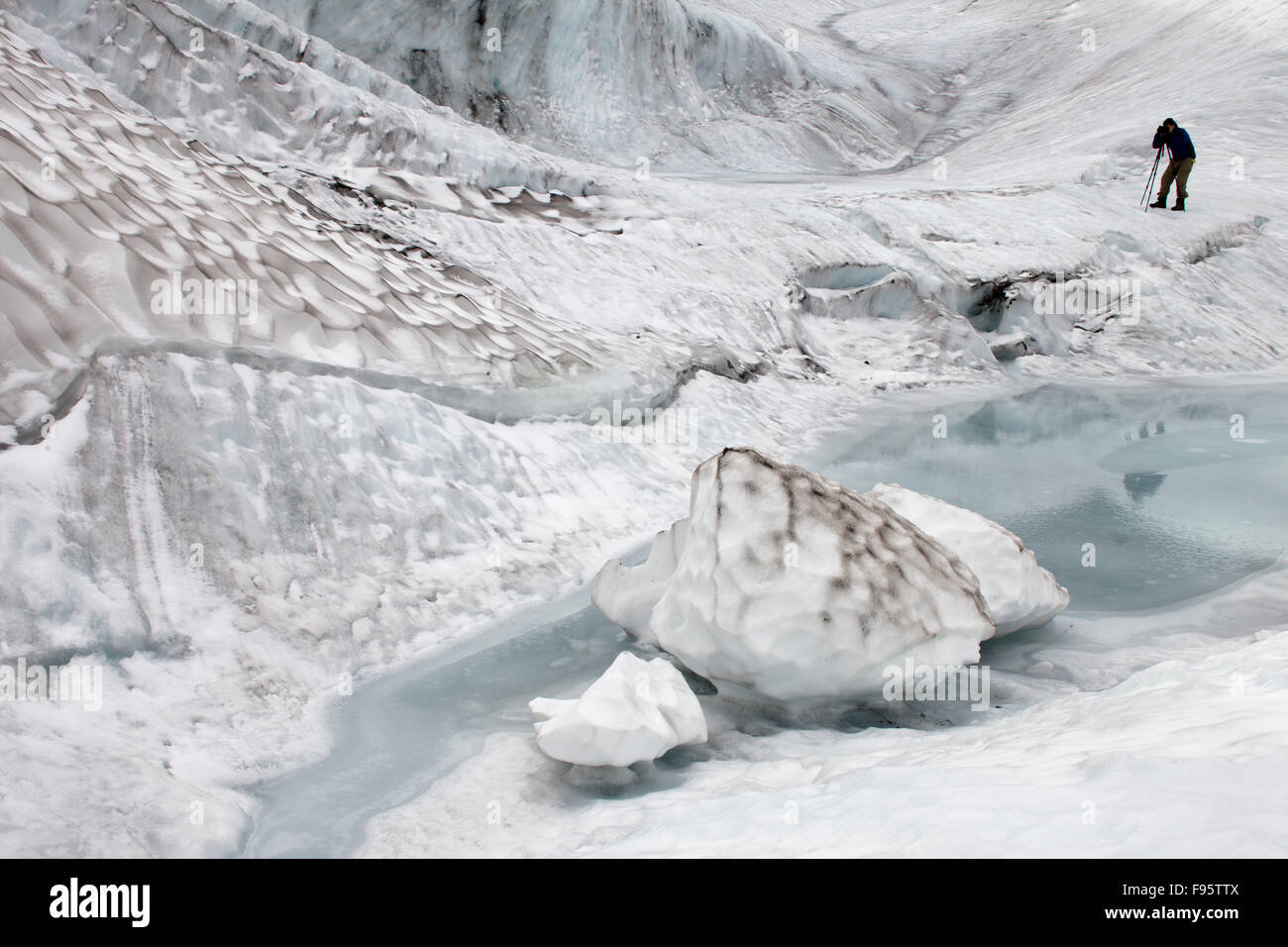 Athabasca Gletscher Detail, Columbia Icefields, Jasper Nationalpark, Alberta, Kanada Stockfoto