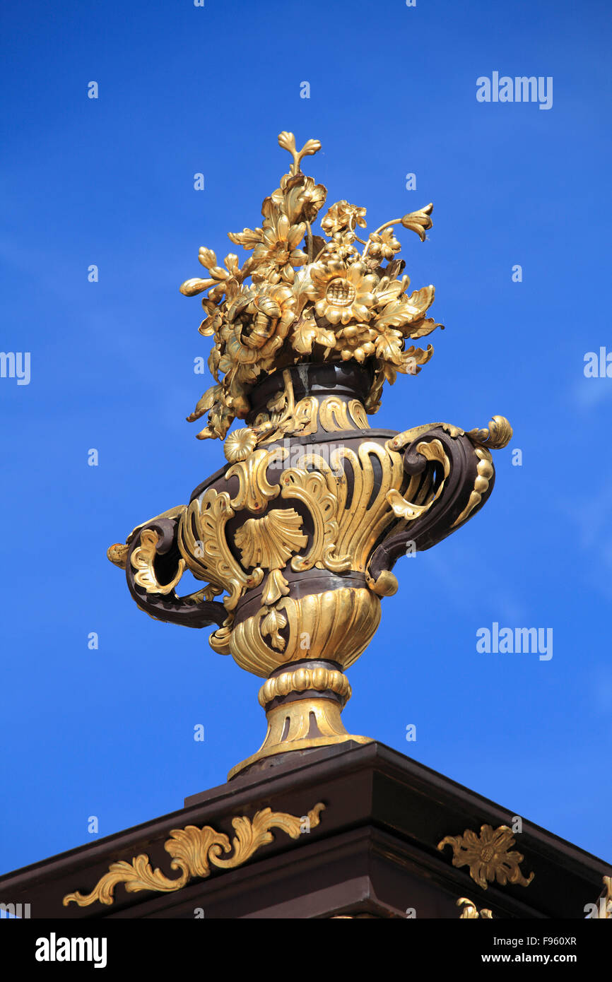 Nancy, Frankreich, Lothringen, Place Stanislas, schmiedeeiserne Geländer, Stockfoto