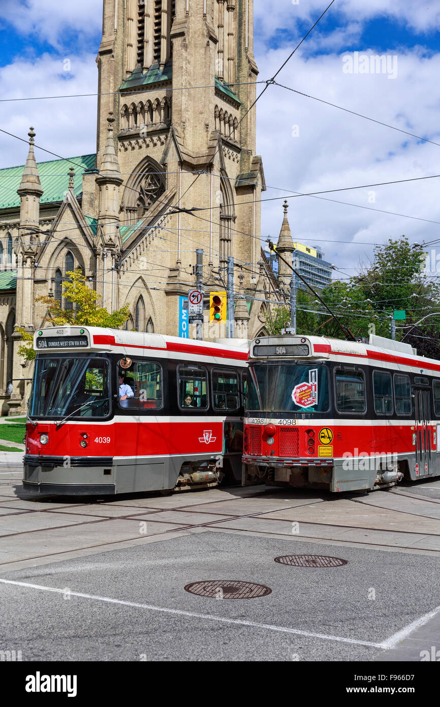 Straßenbahnen, Innenstadt von Toronto, Ontario, Kanada Stockfoto