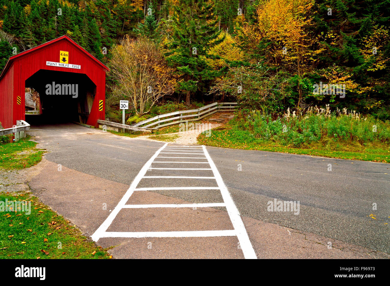 Eine horizontale Landschaftsbild zeigt den Zebrastreifen unterwegs zu verschmerzen, der Wanderweg in der Nähe der roten Punkt Wolfe Stockfoto