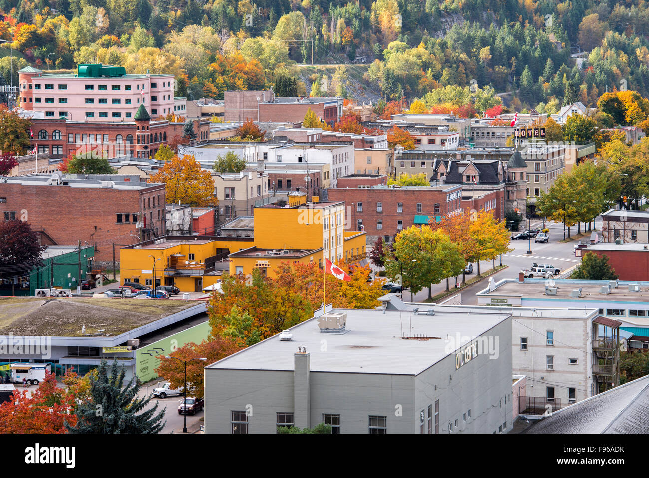 Bunte Stadt Nelson im Herbst. British Columbia, Kanada. Stockfoto