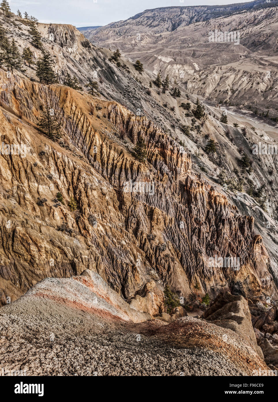 British Columbia, Kanada, Chilcotin Region, Erosion Muster, Churn Creek Protected Area, Mitte Fraser River Canyon, Stockfoto