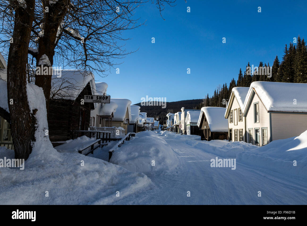 Britisch-Kolumbien, Kanada, Barkerville, Winter, Cariboo Region, Stockfoto