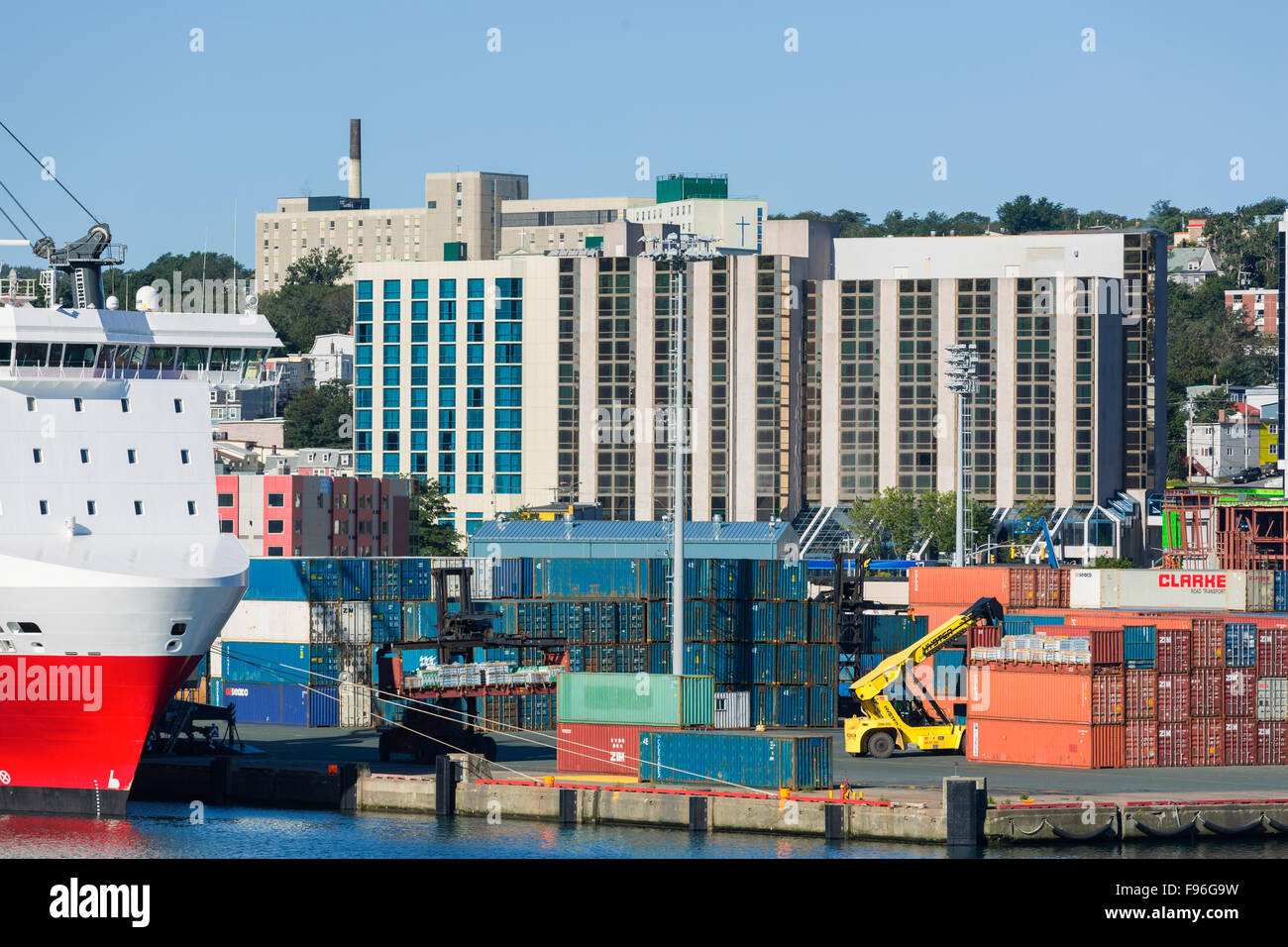 Containerterminal, St. John's, Neufundland, Kanada Stockfoto