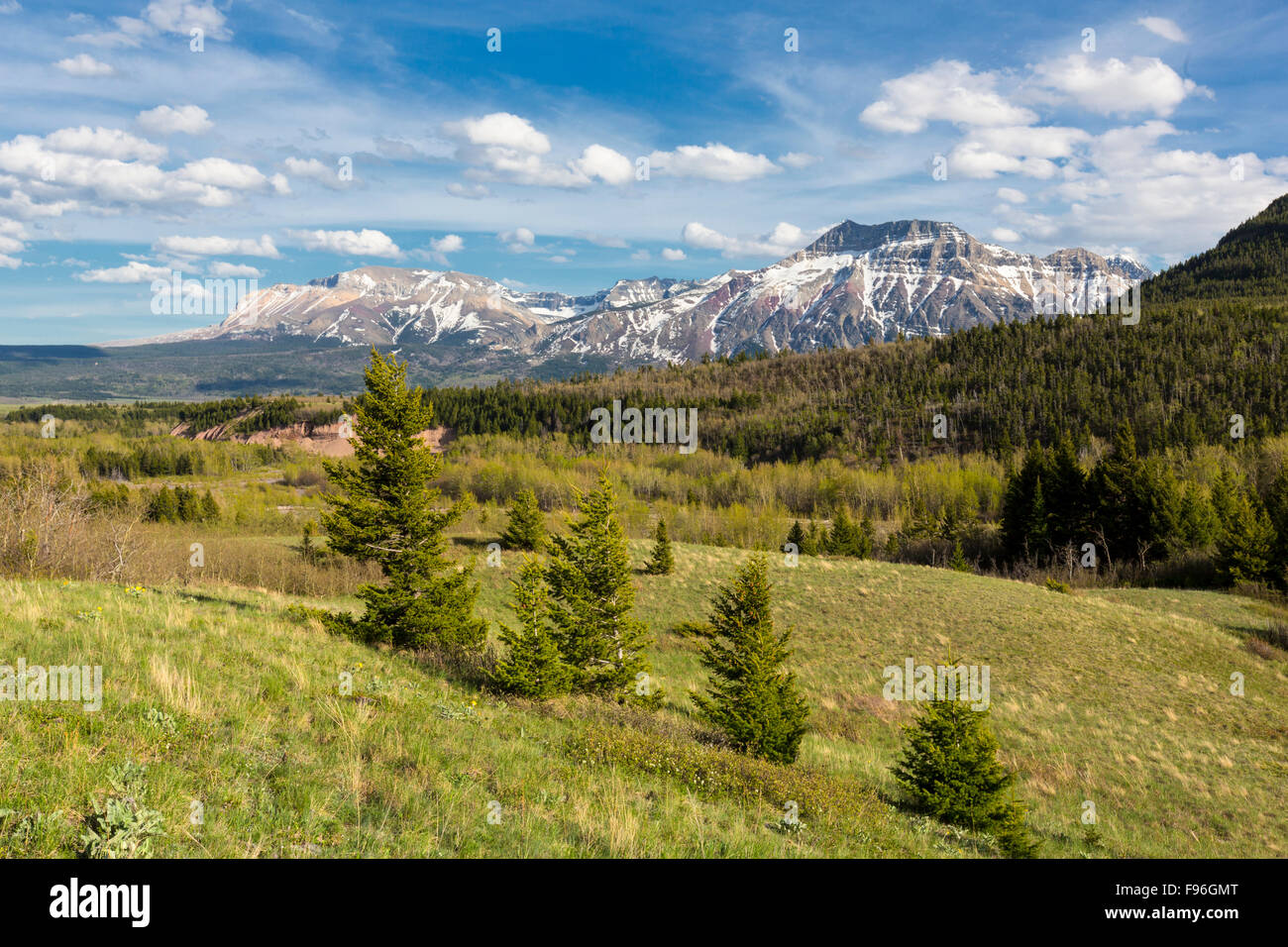 Ansicht von Vimy Peak von Red Rock Parkway, Waterton Lakes National Park, Alberta, Kanada Stockfoto