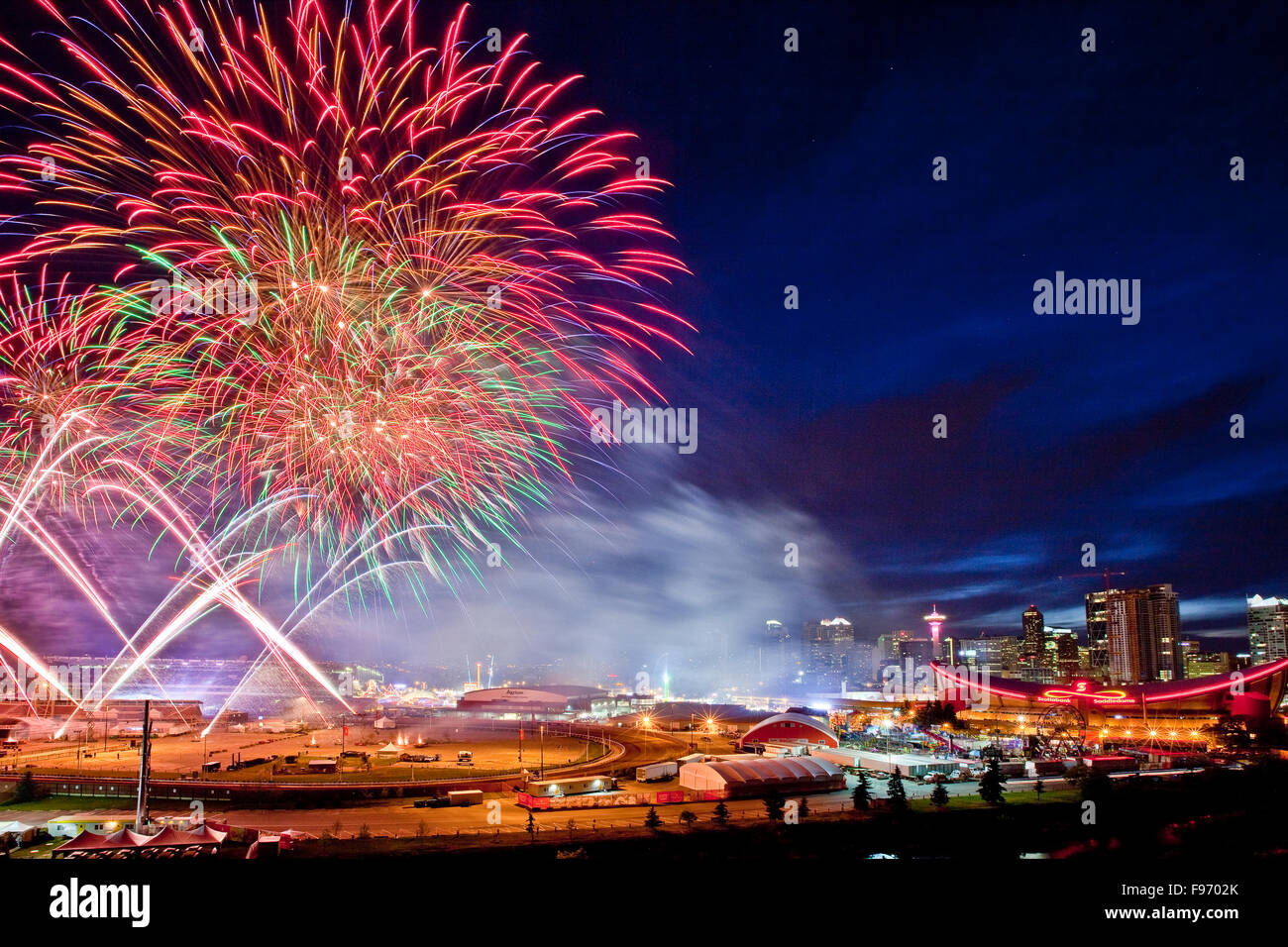 Feuerwerk am 2015 Calgary Stampede, Calgary, Alberta, Kanada. Stockfoto
