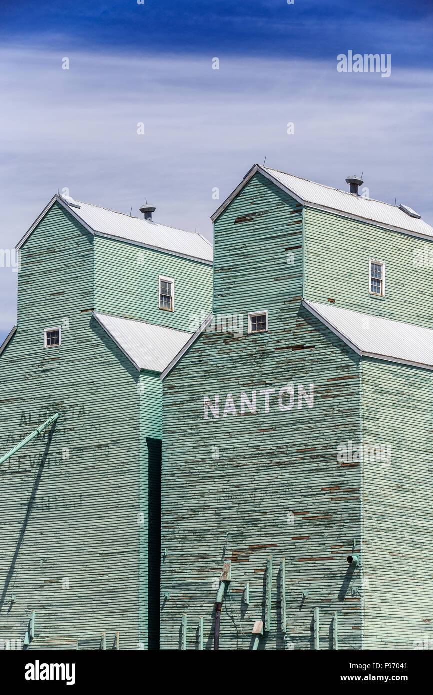 Historischen Getreidesilos, Nanton, Alberta, Kanada Stockfoto