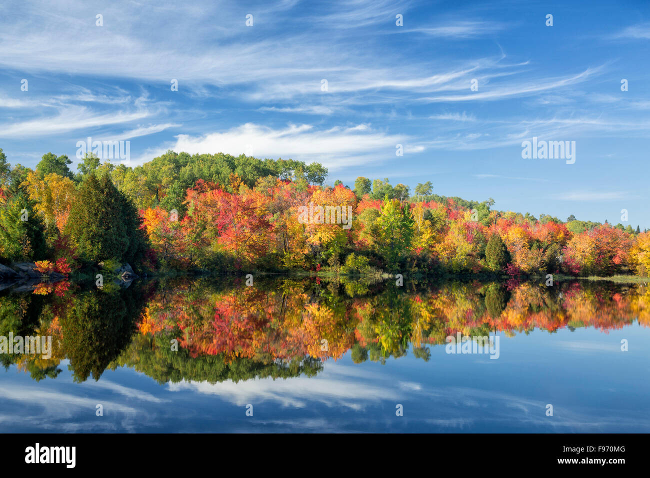 Herbst Reflexionen, Vermilion River, Felchen, Ontario, Kanada Stockfoto