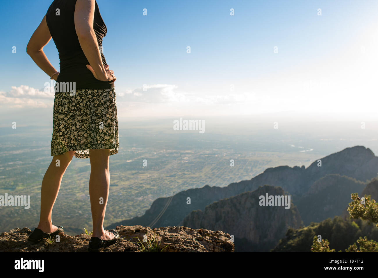 Wandern und Lookout am Sandia Peak, Albuquerque, New Mexico. Stockfoto