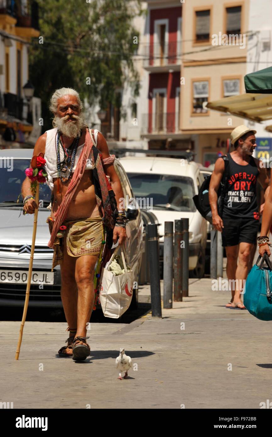 Alten Hippie in Ibiza-Stadt Stockfoto