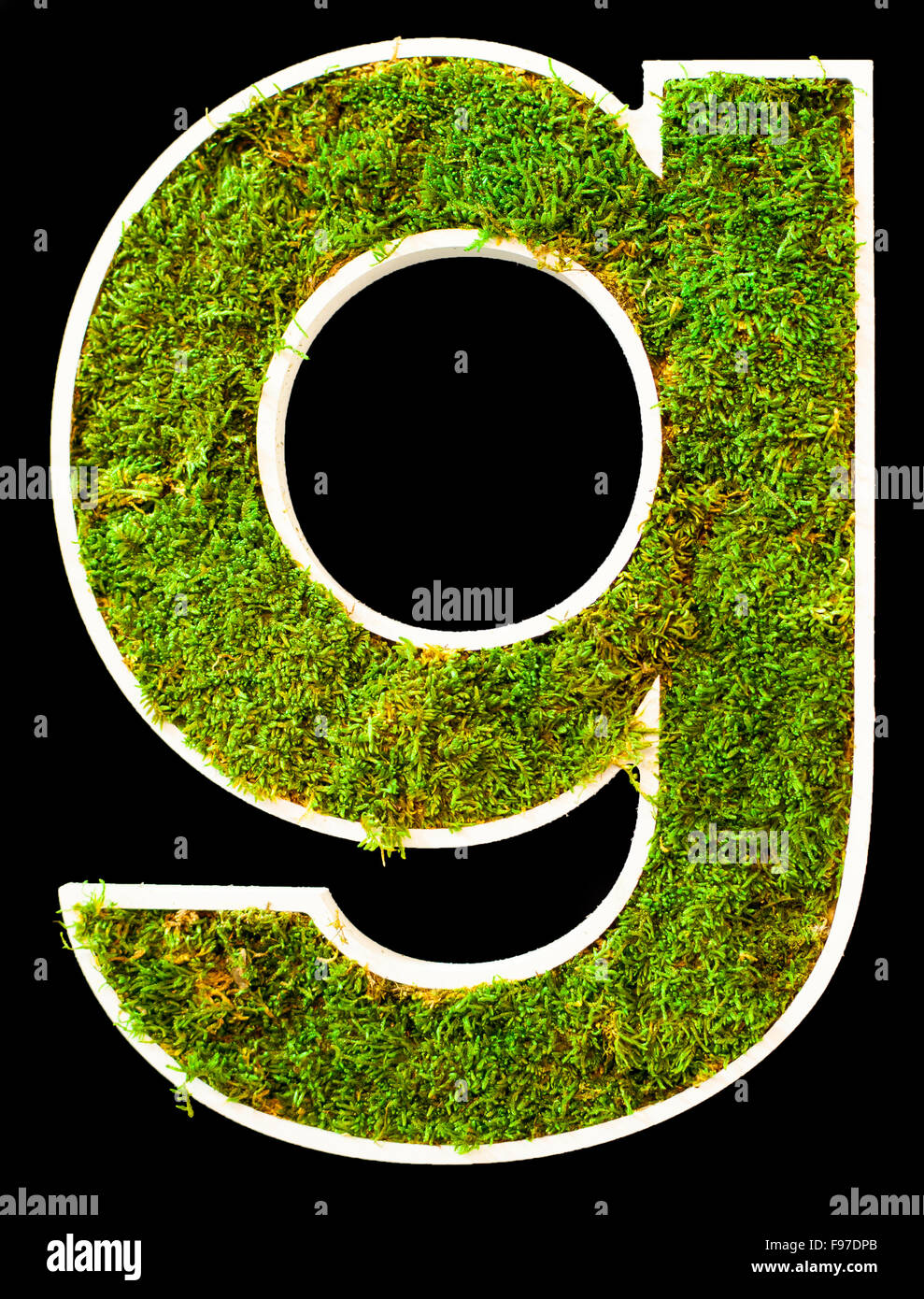 Grass Buchstabe g auf schwarz Stockfoto