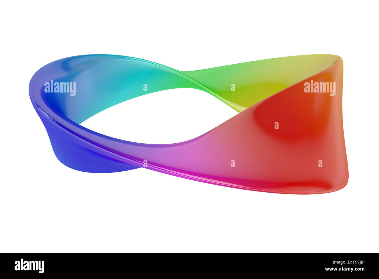 Mobius oder Möbius Streifen isolierten auf weißen Hintergrund Stockfoto