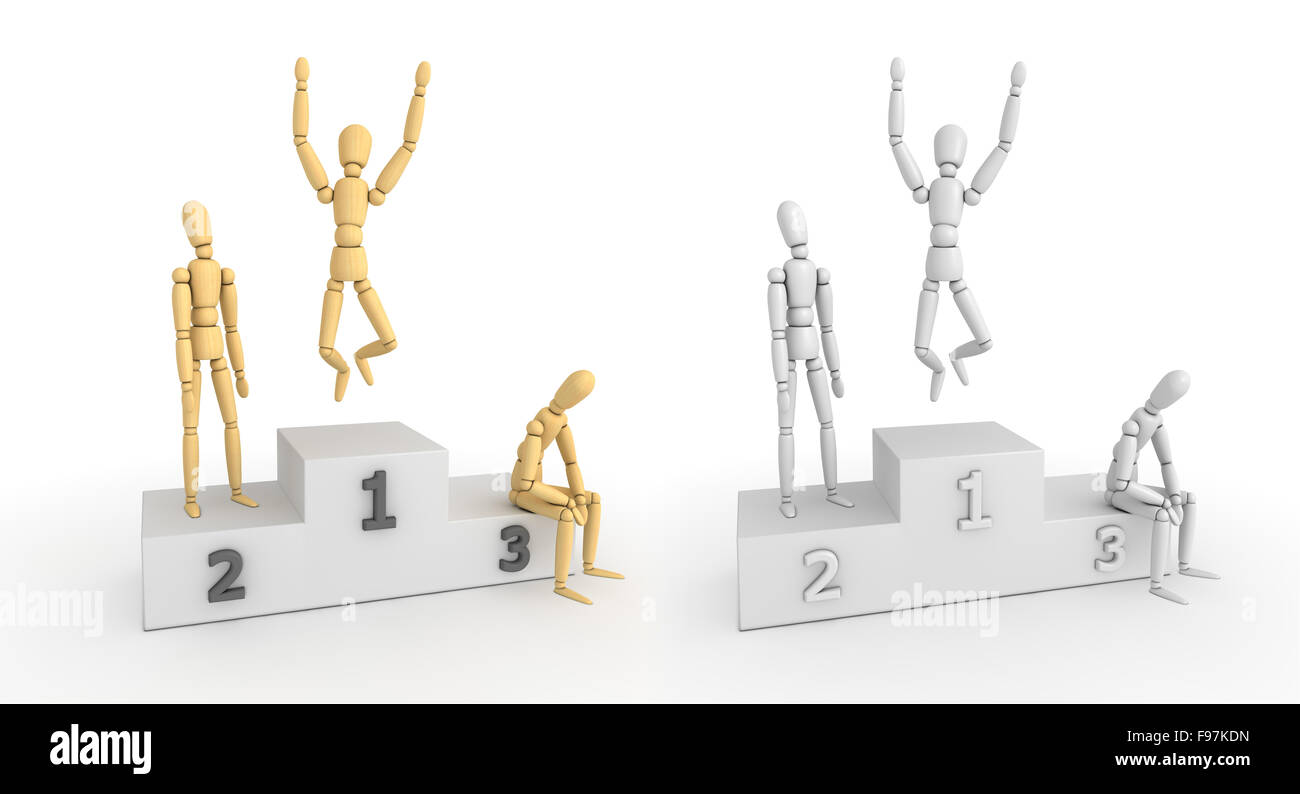 Siegerpodest - der Sieger nimmt es aller Stockfoto