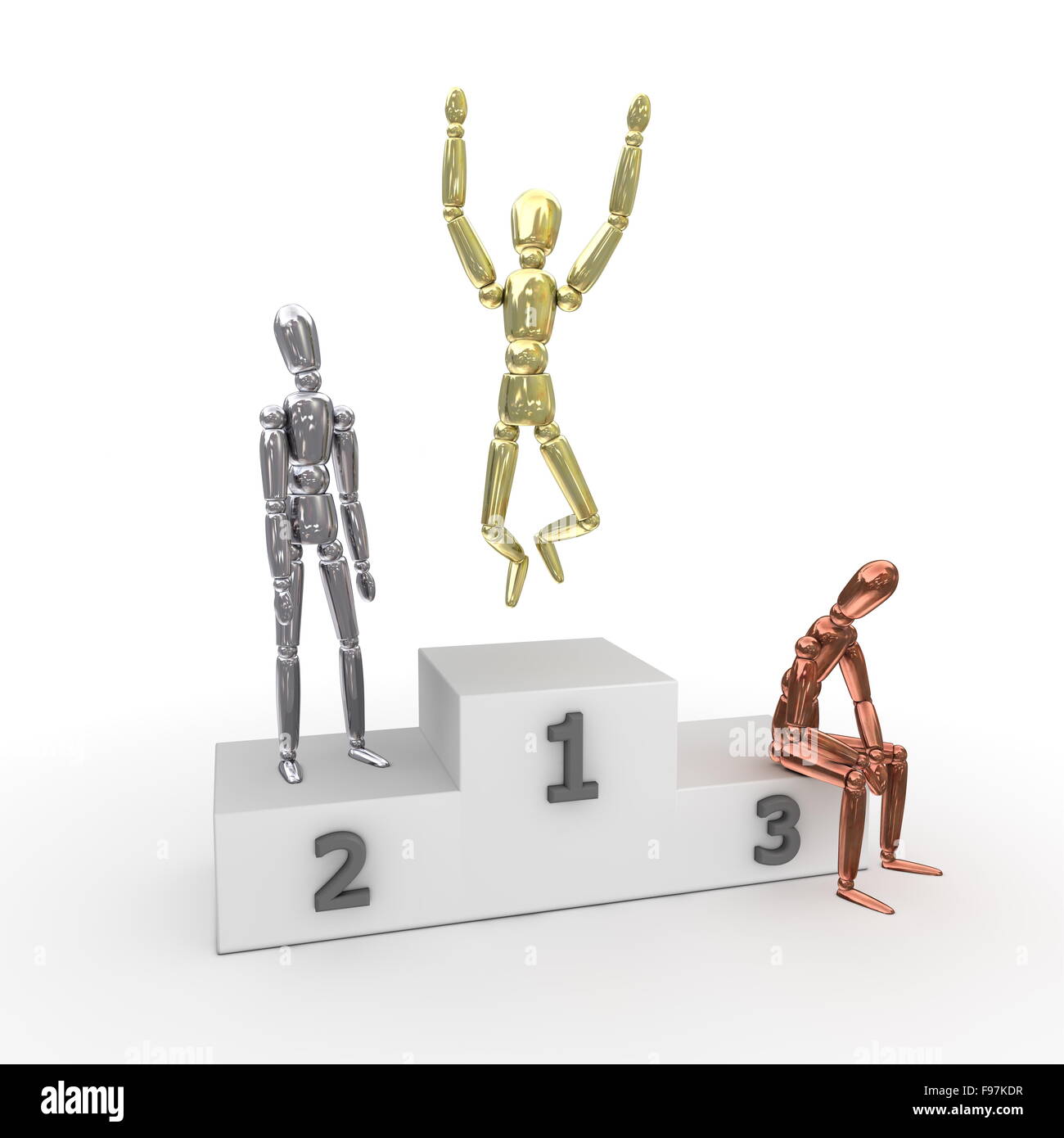 Siegertreppchen - der Sieger nimmt es All - Metall Stockfoto