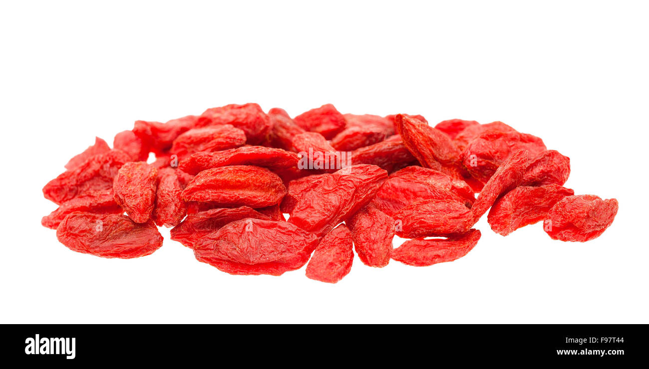 Goji-Beeren, isoliert auf weiss Stockfoto